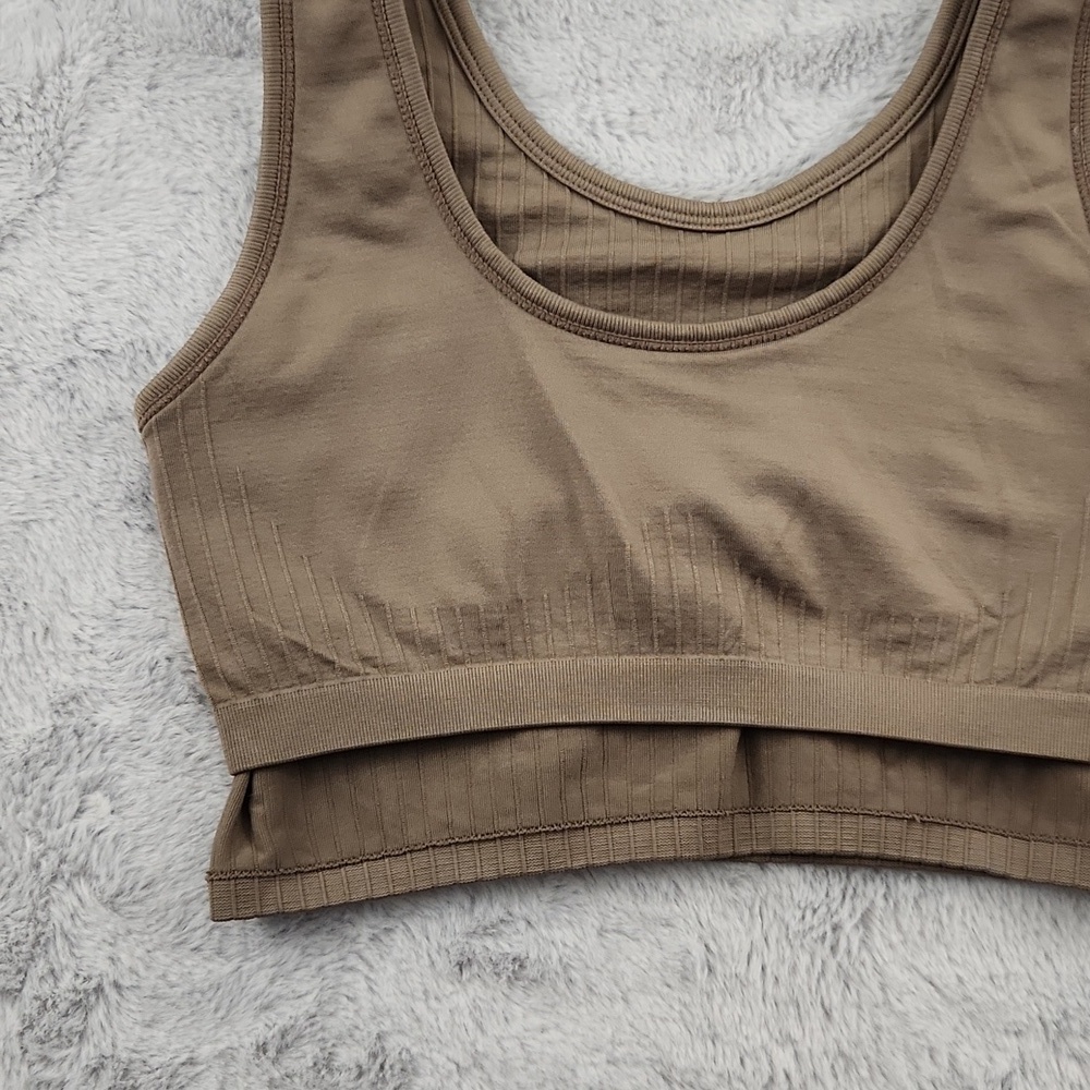 Aerie Seamless Ribbed Scoop Neck Bralette Crop Tank Taupe Size Small - Picture 6 of 11